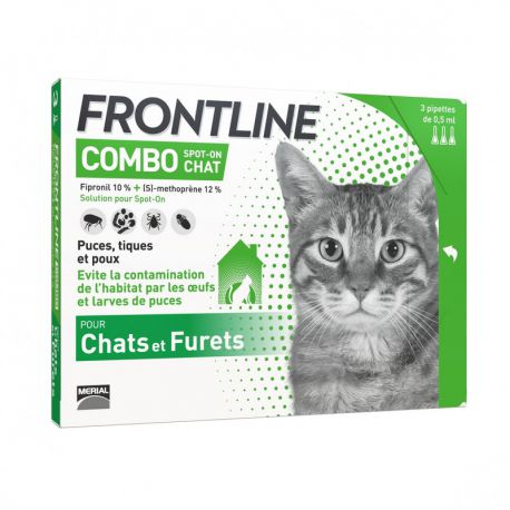 Frontline Combo Chat - Pipettes antipuces et antitiques 	