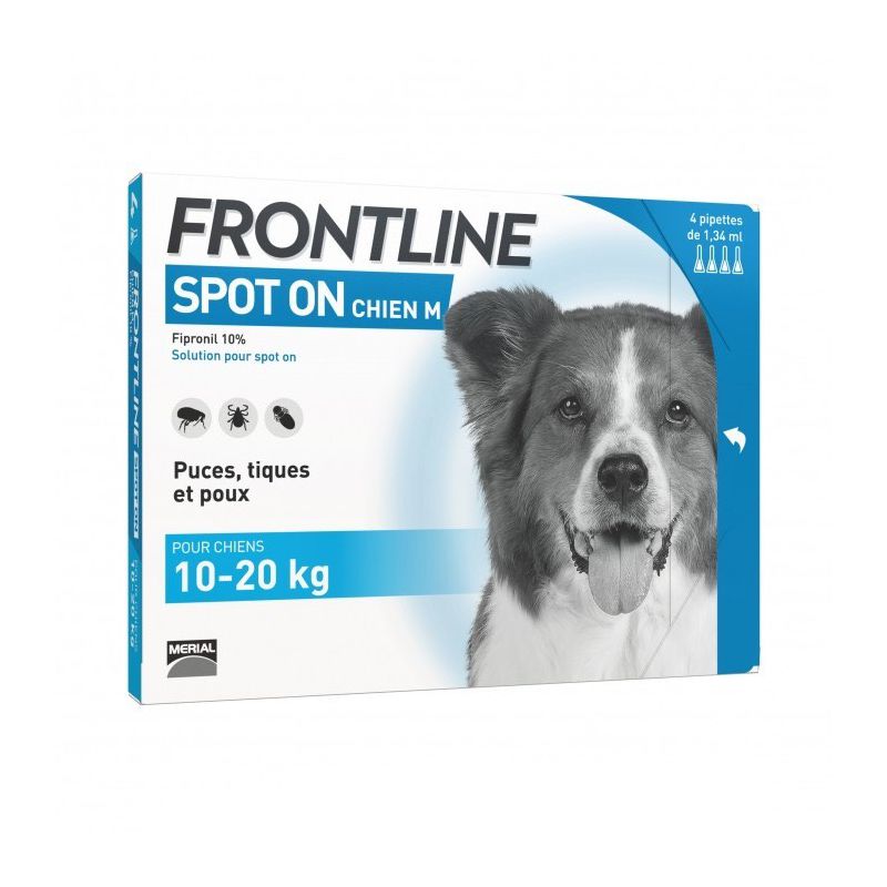 Frontline Spot On™ - Pipettes anti-tiques, puces et poux pour chiens -  Merial / Direct-Vet