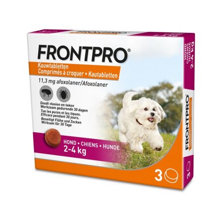Frontpro - Comprimés anti-puces et anti-tiques pour chiens de 2 à 4 kg