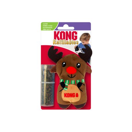 KONG peluche Renne pour chat avec herbe à chat