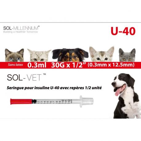 Seringues à insuline Sol-Vet 40-UI pour chiens et chats